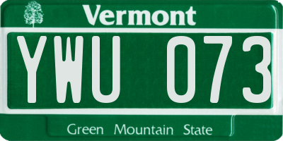 VT license plate YWU073