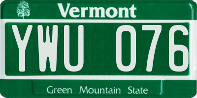 VT license plate YWU076
