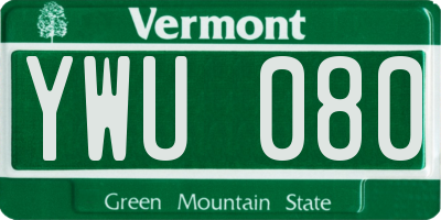VT license plate YWU080
