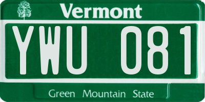 VT license plate YWU081