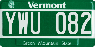 VT license plate YWU082