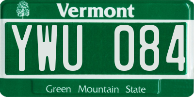 VT license plate YWU084