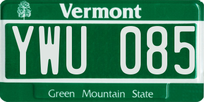 VT license plate YWU085