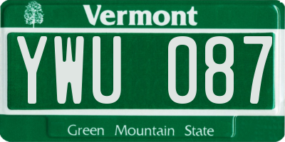 VT license plate YWU087