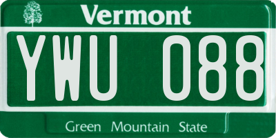 VT license plate YWU088
