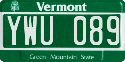 VT license plate YWU089