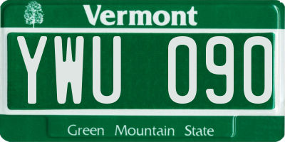 VT license plate YWU090