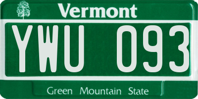 VT license plate YWU093
