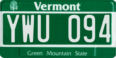 VT license plate YWU094