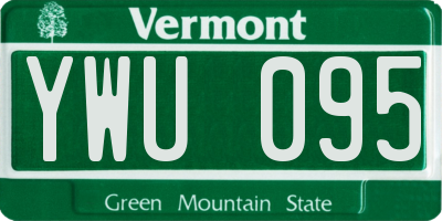 VT license plate YWU095
