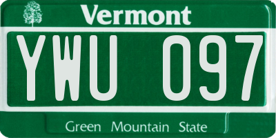 VT license plate YWU097