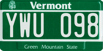 VT license plate YWU098