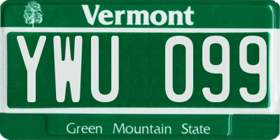 VT license plate YWU099