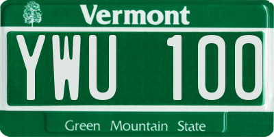 VT license plate YWU100