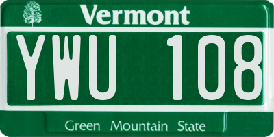 VT license plate YWU108