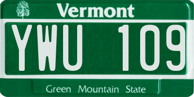 VT license plate YWU109