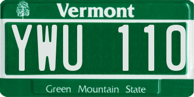 VT license plate YWU110