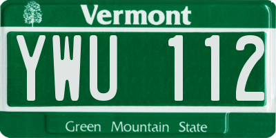 VT license plate YWU112