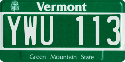 VT license plate YWU113