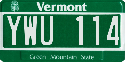 VT license plate YWU114
