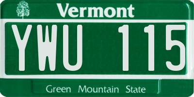 VT license plate YWU115