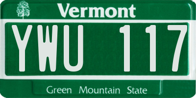 VT license plate YWU117