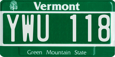 VT license plate YWU118