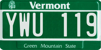 VT license plate YWU119