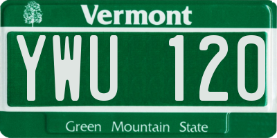 VT license plate YWU120