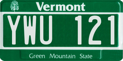 VT license plate YWU121