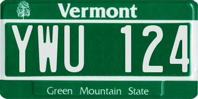 VT license plate YWU124