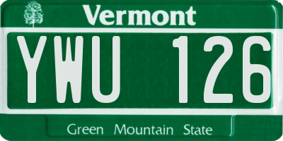 VT license plate YWU126