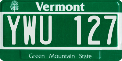 VT license plate YWU127