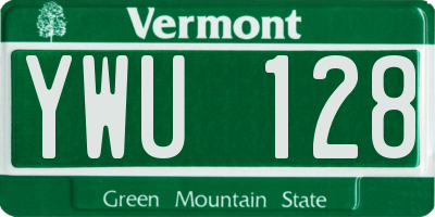 VT license plate YWU128
