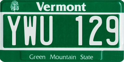 VT license plate YWU129