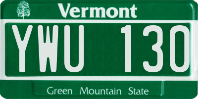 VT license plate YWU130