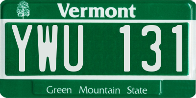 VT license plate YWU131
