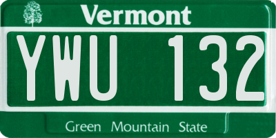 VT license plate YWU132