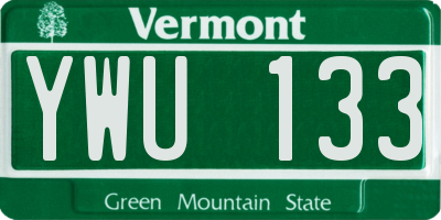 VT license plate YWU133