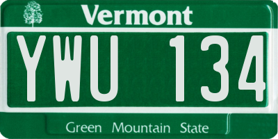 VT license plate YWU134