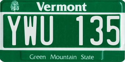 VT license plate YWU135