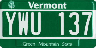 VT license plate YWU137