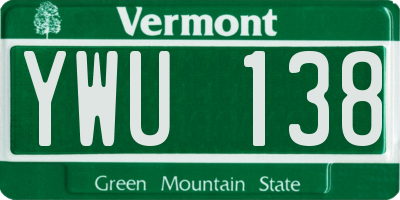 VT license plate YWU138