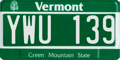 VT license plate YWU139