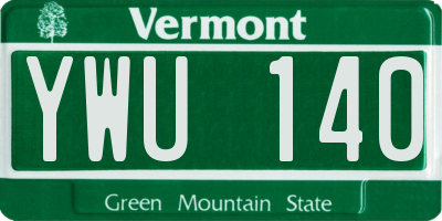 VT license plate YWU140