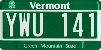 VT license plate YWU141