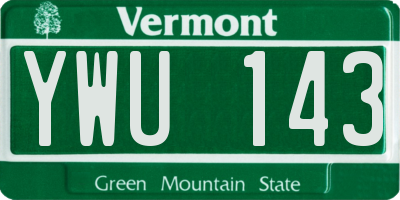 VT license plate YWU143