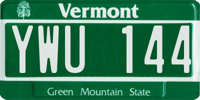 VT license plate YWU144