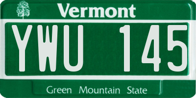 VT license plate YWU145