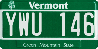 VT license plate YWU146